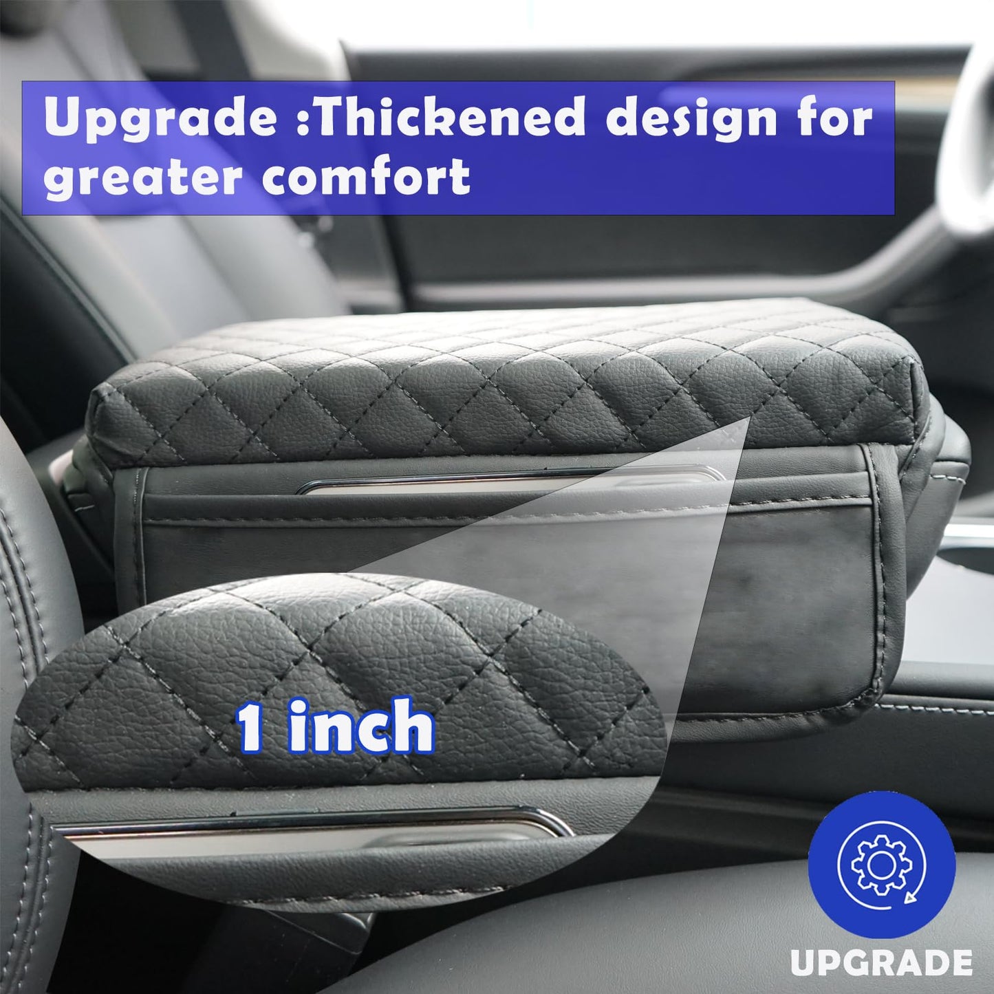 WAJIJI 2025 New Car Center Console Cover for Toyota Tacoma 2016-2025, Black Leather Car Armrest Cover Cushion with 2 Storage Bags for Toyota Tacoma Accessories 2025 2024 2023 2022 2021 2020 2019 2018