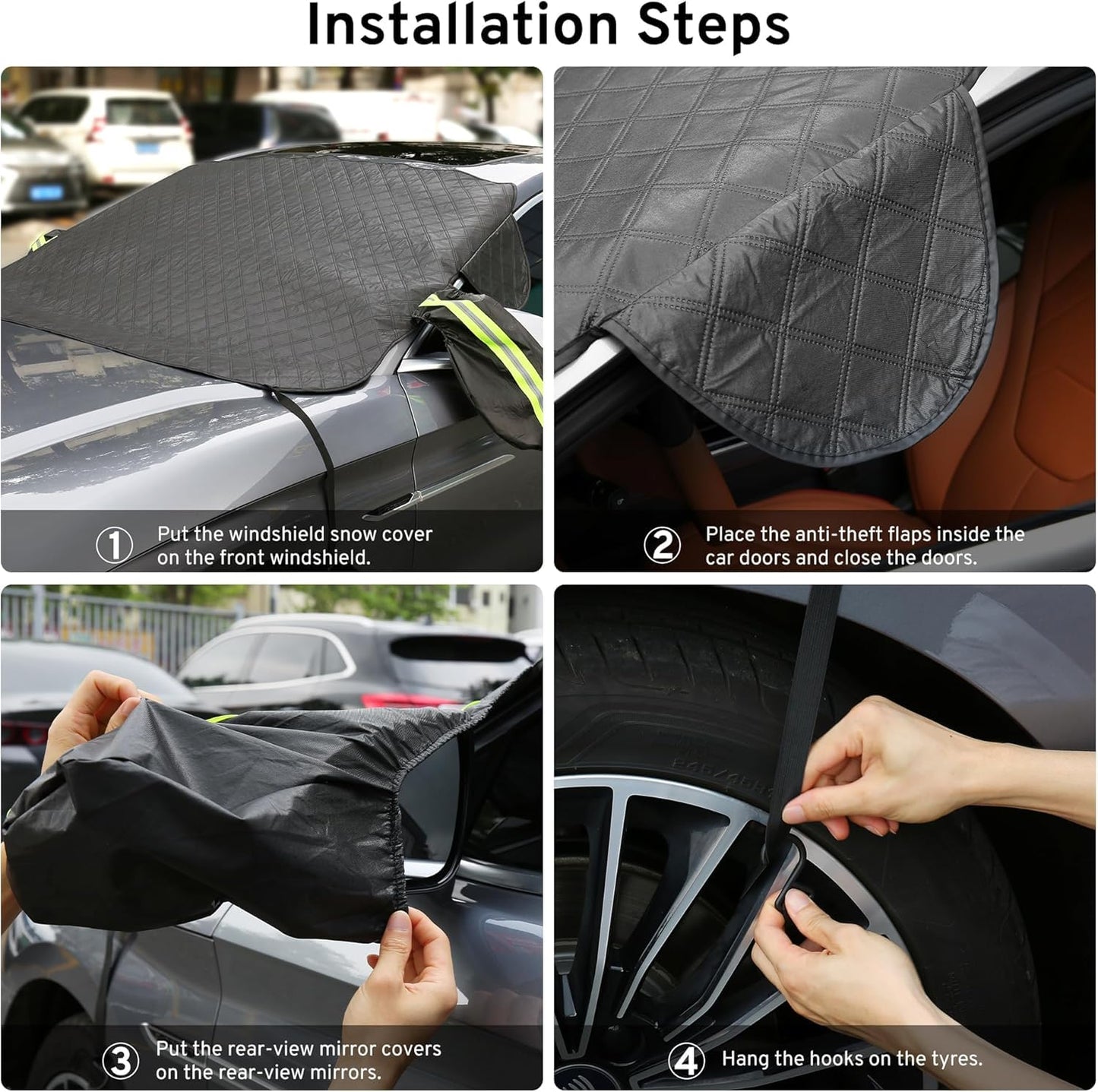 Windshield Snow Cover, Car Windshield Cover for Ice and Snow Compatible with Toyota Highlander 2007-2025, Magnetic Anti-Snow Cover Winter Frost Shield with Side Mirror Covers