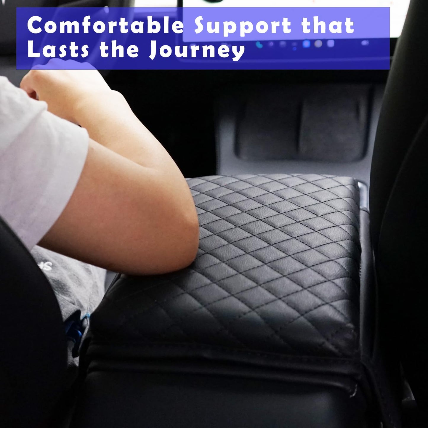 WAJIJI 2025 New Car Center Console Cover for Toyota Tacoma 2016-2025, Black Leather Car Armrest Cover Cushion with 2 Storage Bags for Toyota Tacoma Accessories 2025 2024 2023 2022 2021 2020 2019 2018