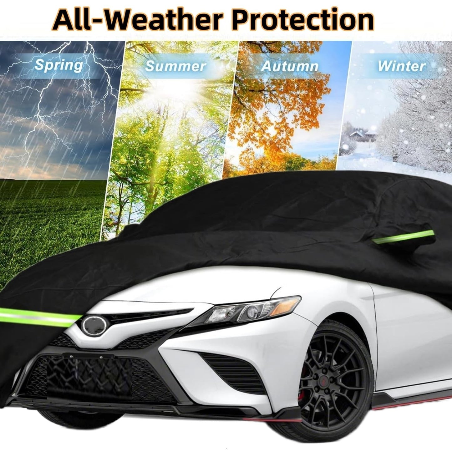 2025 New Car Cover for Toyota Highlander 2007-2025, Car Cover Waterproof All Weather, Full Exterior Covers for Automobiles Windproof Snow Proof Rain Hail Protection with Door Zipper & Inner Cotton
