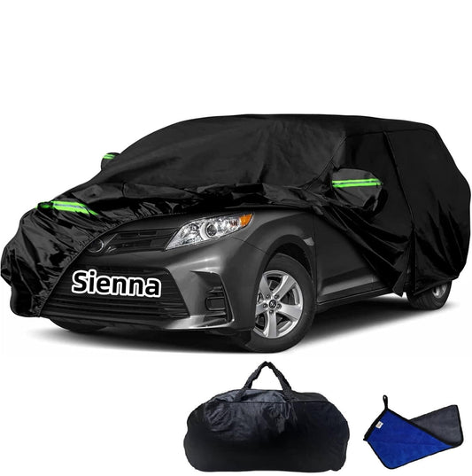 2025 Upgraded Car Cover for Toyota Sienna Minivan LE XLE XSE Limited Platinum 1997-2025, Waterproof Full Exterior Car Covers Windproof Snow Proof Rain Sun Hail Protection Door Zipper & Inner Cotton